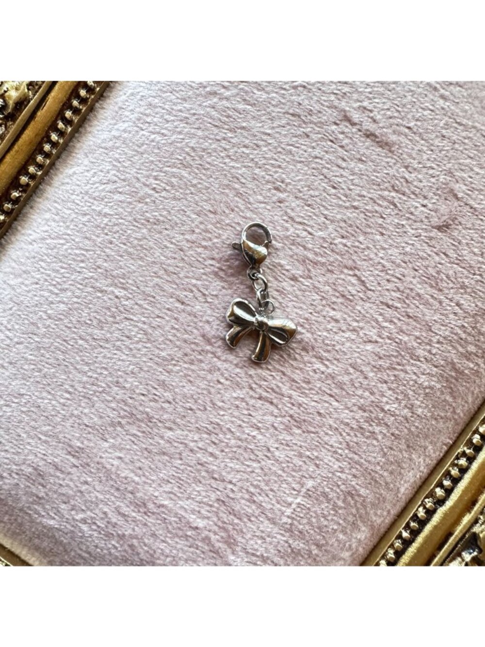 Stainless Steel Bow Charm With Lobster Clasp - Hypoallergenic Waterproof - Picture 7 of 13